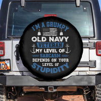 I Am A Grumpy Old Navy Veteran My Level Of Sarcasm Depends On Your Level Of Stupidity Spare Tire Cover - Wonder Print Shop