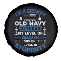 I Am A Grumpy Old Navy Veteran My Level Of Sarcasm Depends On Your Level Of Stupidity Spare Tire Cover - Wonder Print Shop