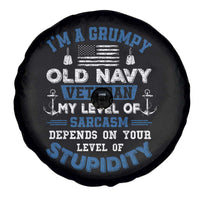 I Am A Grumpy Old Navy Veteran My Level Of Sarcasm Depends On Your Level Of Stupidity Spare Tire Cover - Wonder Print Shop
