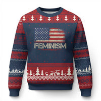 Feminism Feminist American Flag Ugly Christmas Sweater Patriotic Womens Rights