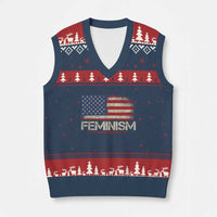 Feminism Feminist American Flag V-Neck Knit Sweater Vest Patriotic Womens Rights