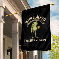 Wish I Lacked Critical Thinking Skills Y'all Seem So Happy Funny Frog Coffee Garden Flag