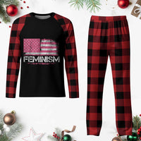 Feminism Feminist Pink American Flag Plaid Pajama Set Patriotic Womens Rights