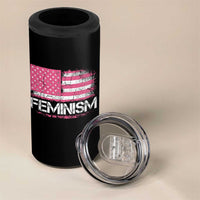 Feminism Feminist Pink American Flag 4 in 1 Can Cooler Tumbler Patriotic Womens Rights