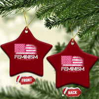Feminism Feminist Pink American Flag Ceramic Ornament Patriotic Womens Rights