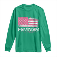 Feminism Feminist Pink American Flag Long Sleeve Shirt Patriotic Womens Rights
