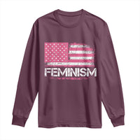 Feminism Feminist Pink American Flag Long Sleeve Shirt Patriotic Womens Rights