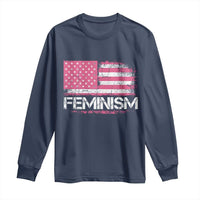 Feminism Feminist Pink American Flag Long Sleeve Shirt Patriotic Womens Rights