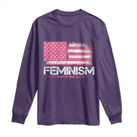 Feminism Feminist Pink American Flag Long Sleeve Shirt Patriotic Womens Rights