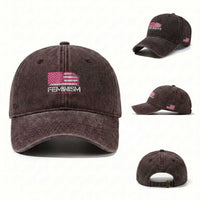 Feminism Feminist Pink American Flag Washed Cotton Baseball Cap Patriotic Womens Rights