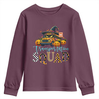 Halloween School Bus Driver Youth Sweatshirt Transportation Squad Pumpkin Witch - Wonder Print Shop
