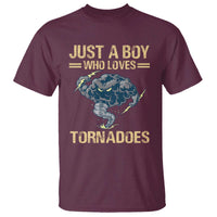 Tornado Chaser T Shirt Just A Boy Who Loves Tornadoes Storm Thunder - Wonder Print Shop