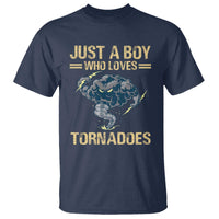 Tornado Chaser T Shirt Just A Boy Who Loves Tornadoes Storm Thunder - Wonder Print Shop