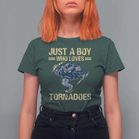 Tornado Chaser T Shirt For Women Just A Boy Who Loves Tornadoes Storm Thunder - Wonder Print Shop