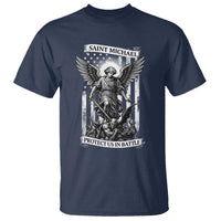 Saint Michael Protect Us In Battle T Shirt American Flag Catholic Christian Faith - Wonder Print Shop