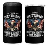 Proud Veteran Of The Military 4 in 1 Can Cooler Tumbler Veteran's Day Eagle American Flag - Wonder Print Shop
