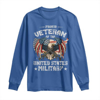 Proud Veteran Of The Military Long Sleeve Shirt Veteran's Day Eagle American Flag - Wonder Print Shop