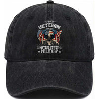 Proud Veteran Of The Military Washed Cotton Baseball Cap Veteran's Day Eagle American Flag