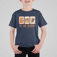 Tis The Season Fall Thanksgiving T Shirt For Kid American Football Pumpkin Postage Stamps - Wonder Print Shop
