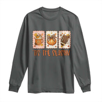 Tis The Season Fall Thanksgiving Long Sleeve Shirt American Football Pumpkin Postage Stamps - Wonder Print Shop