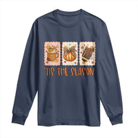 Tis The Season Fall Thanksgiving Long Sleeve Shirt American Football Pumpkin Postage Stamps - Wonder Print Shop