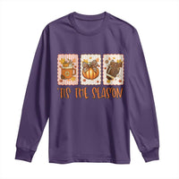 Tis The Season Fall Thanksgiving Long Sleeve Shirt American Football Pumpkin Postage Stamps - Wonder Print Shop