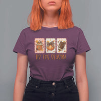 Tis The Season Fall Thanksgiving T Shirt For Women American Football Pumpkin Postage Stamps - Wonder Print Shop