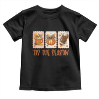 Tis The Season Fall Thanksgiving Toddler T Shirt American Football Pumpkin Postage Stamps - Wonder Print Shop