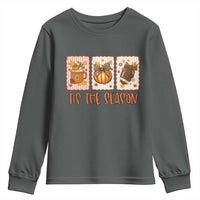 Tis The Season Fall Thanksgiving Youth Sweatshirt American Football Pumpkin Postage Stamps - Wonder Print Shop