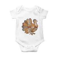 Thanksgiving Vintage Patchwork Gobble Turkey Baby Onesie - Wonder Print Shop