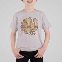 Thanksgiving Vintage Patchwork Gobble Turkey T Shirt For Kid - Wonder Print Shop