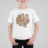 Thanksgiving Vintage Patchwork Gobble Turkey T Shirt For Kid - Wonder Print Shop
