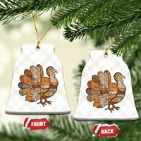 Thanksgiving Vintage Patchwork Gobble Turkey Ceramic Ornament - Wonder Print Shop