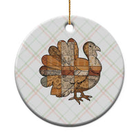 Thanksgiving Vintage Patchwork Gobble Turkey Ceramic Ornament - Wonder Print Shop