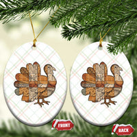 Thanksgiving Vintage Patchwork Gobble Turkey Ceramic Ornament - Wonder Print Shop