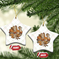Thanksgiving Vintage Patchwork Gobble Turkey Ceramic Ornament - Wonder Print Shop