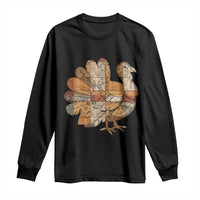 Thanksgiving Vintage Patchwork Gobble Turkey Long Sleeve Shirt - Wonder Print Shop
