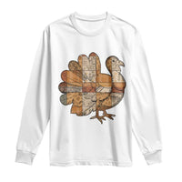Thanksgiving Vintage Patchwork Gobble Turkey Long Sleeve Shirt - Wonder Print Shop