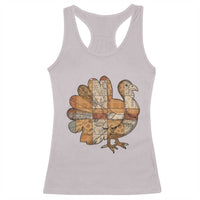 Thanksgiving Vintage Patchwork Gobble Turkey Racerback Tank Top - Wonder Print Shop