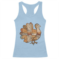 Thanksgiving Vintage Patchwork Gobble Turkey Racerback Tank Top - Wonder Print Shop