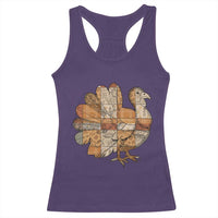 Thanksgiving Vintage Patchwork Gobble Turkey Racerback Tank Top - Wonder Print Shop