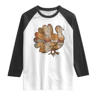Thanksgiving Vintage Patchwork Gobble Turkey Raglan Shirt - Wonder Print Shop