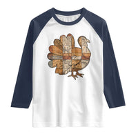 Thanksgiving Vintage Patchwork Gobble Turkey Raglan Shirt - Wonder Print Shop