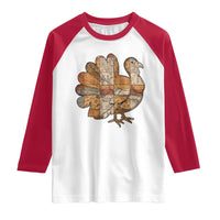 Thanksgiving Vintage Patchwork Gobble Turkey Raglan Shirt - Wonder Print Shop