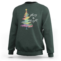 Christmas Sweatshirt Merry And Bright Colorful Xmas Tree - Wonder Print Shop