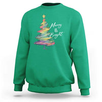 Christmas Sweatshirt Merry And Bright Colorful Xmas Tree - Wonder Print Shop