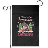Funny Moo Deng Christmas Garden Flag I Want A Hippopotamus For Christmas Santa Baby Pygmy - Wonder Print Shop