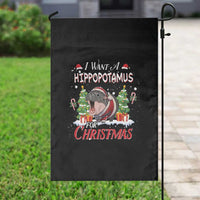 Funny Moo Deng Christmas Garden Flag I Want A Hippopotamus For Christmas Santa Baby Pygmy - Wonder Print Shop