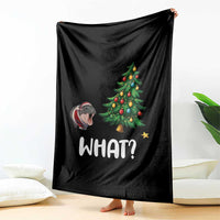 Funny Moo Deng Christmas Throw Blanket What Santa Cute Hippo Zoo Meme Baby Pygmy Xmas Tree - Wonder Print Shop