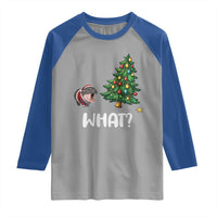 Funny Moo Deng Christmas Raglan Shirt What Santa Cute Hippo Zoo Meme Baby Pygmy Xmas Tree - Wonder Print Shop